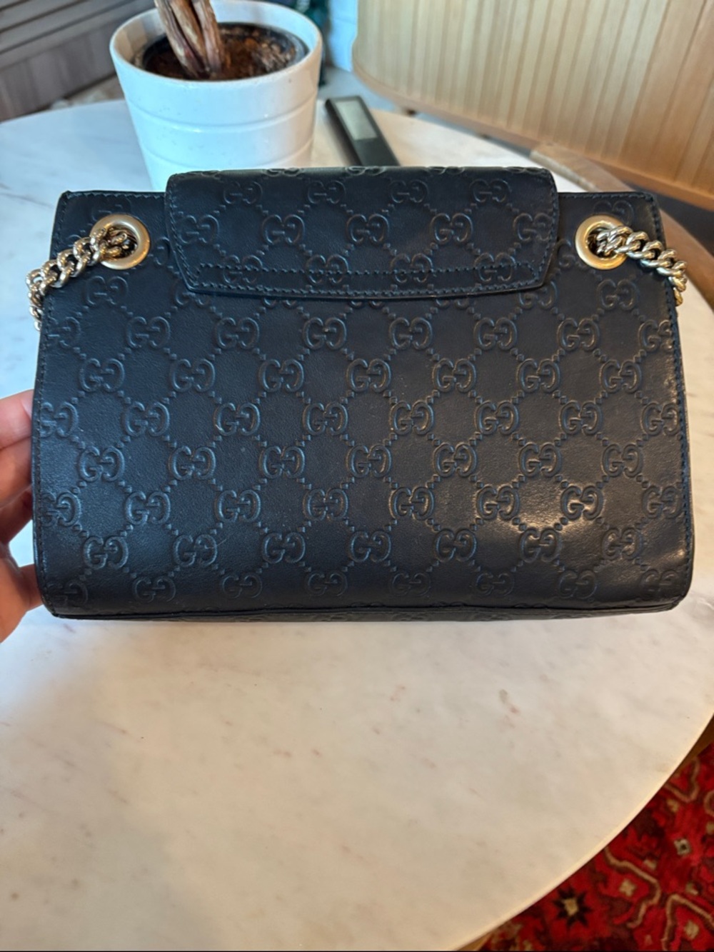 GUCCI BLACK GUCCISSIMA EMILY SMALL CHAIN SHOULDER BAG - Picture 13 of 13